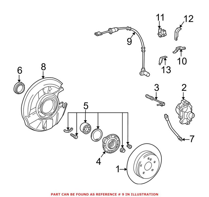 Mercedes ABS Wheel Speed Sensor - Rear Driver Side 1705401217